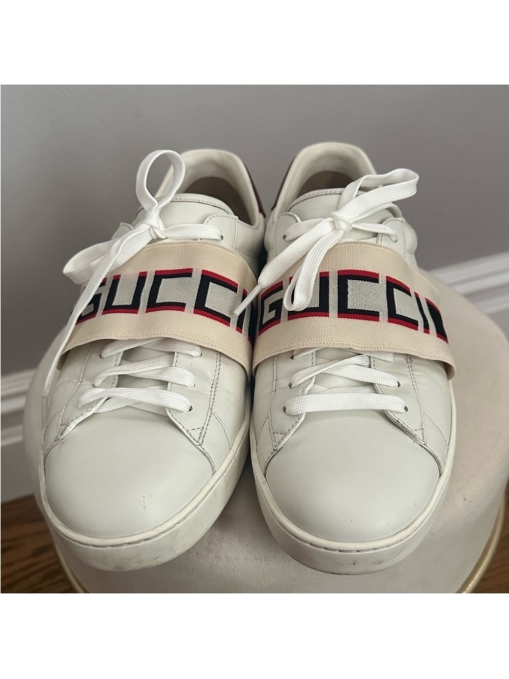 Gucci Off-White Leather Sneakers - Picture 3 of 6